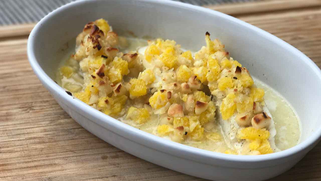 Kabeljau mit Orangen-Macadamia Kruste – Paleo360.de