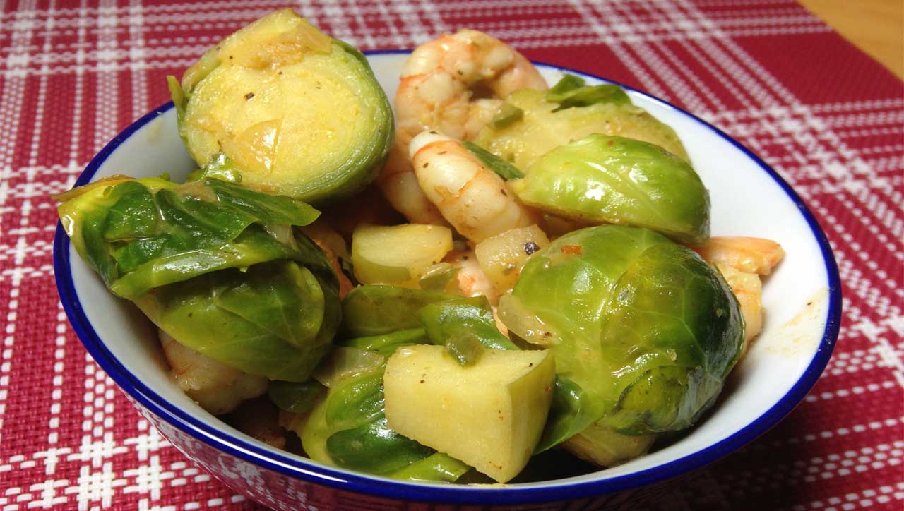 Rosenkohl Curry mit Garnelen