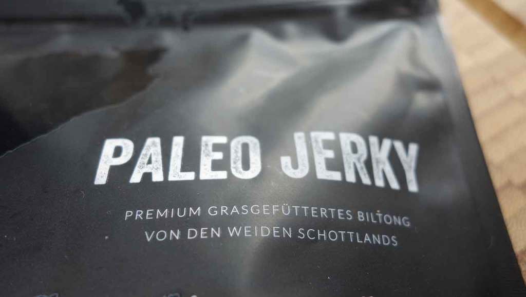 Produkttest Paleo Jerky Trockenfleisch Beef Jerky Biltong Verpackung